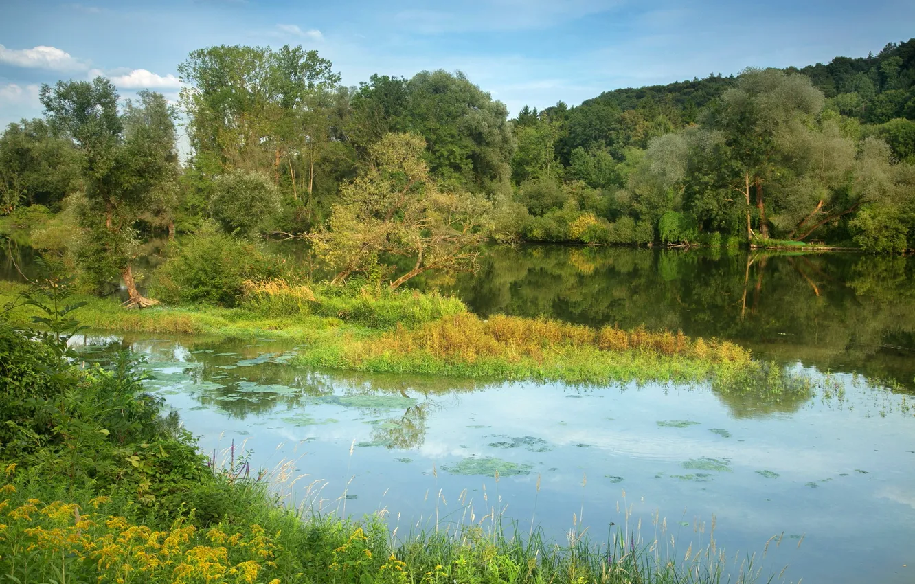 Photo wallpaper nature, river, photo, Germany, Bayern, Niederaichbach