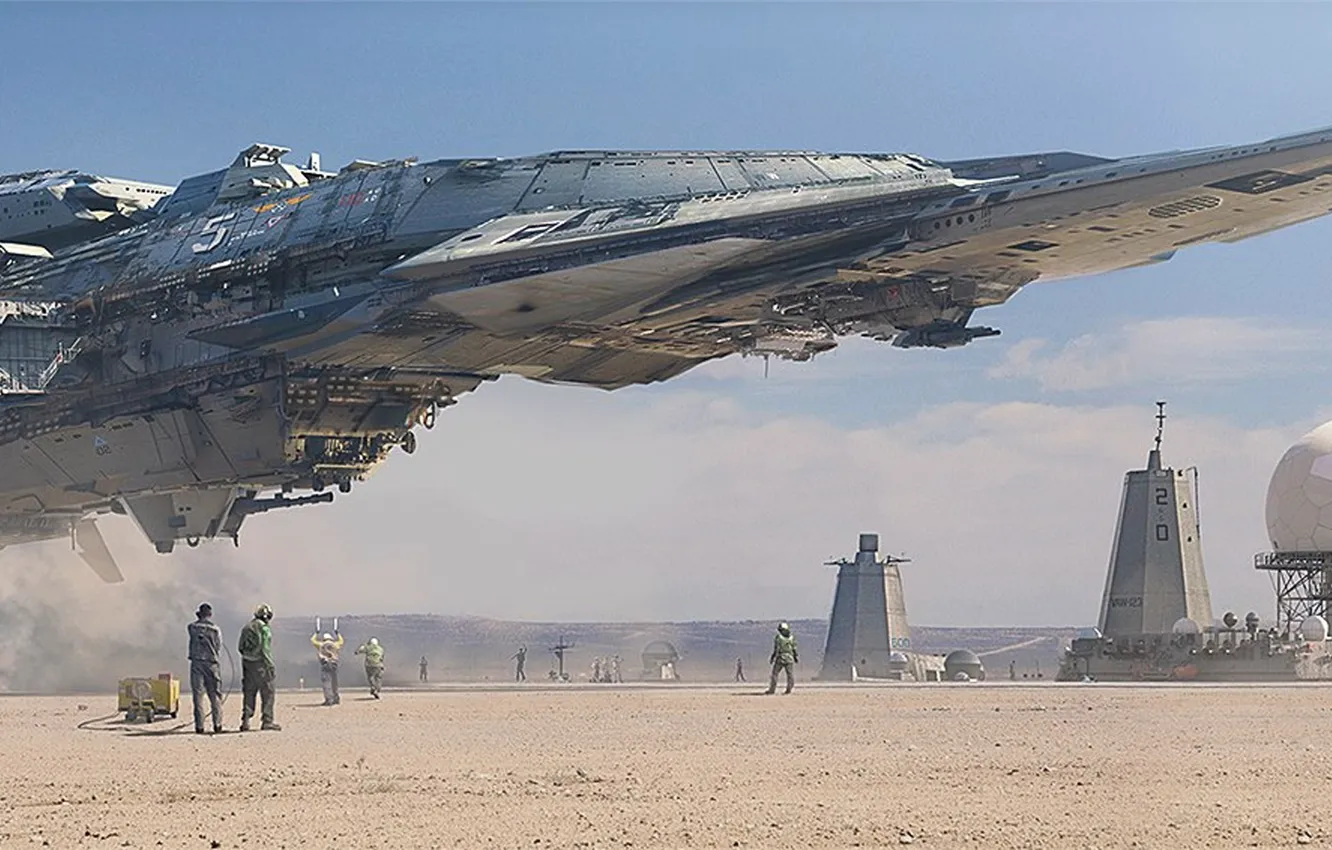 Photo wallpaper ship, construction, the spaceport, staff, Destroyer Landing