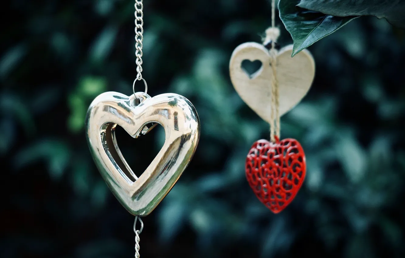 Photo wallpaper love, heart, pendant, bokeh