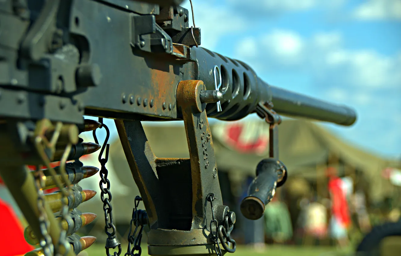 Photo wallpaper macro, machine gun, easel, machine gun, Browning M2