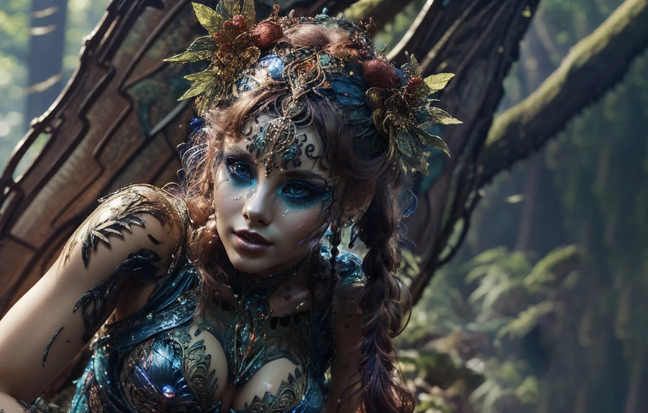 Photo wallpaper forest, girl, fantasy, forest nymph
