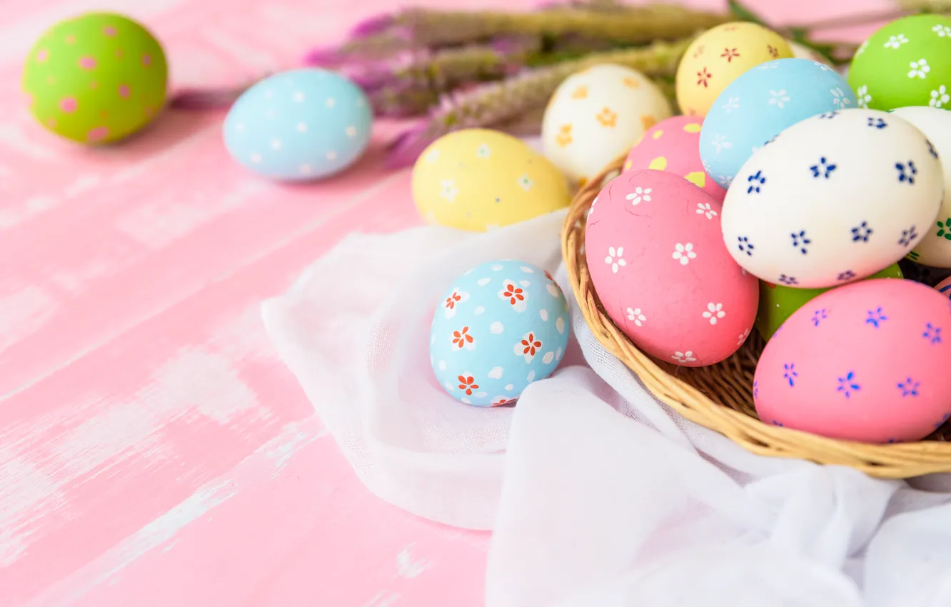 Photo wallpaper holiday, eggs, spring, Easter, basket