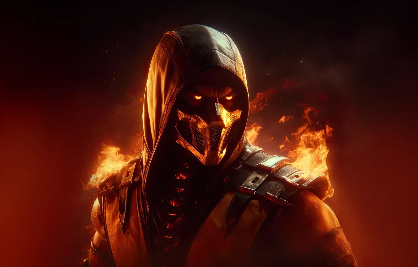 Photo wallpaper flame, scorpion, master