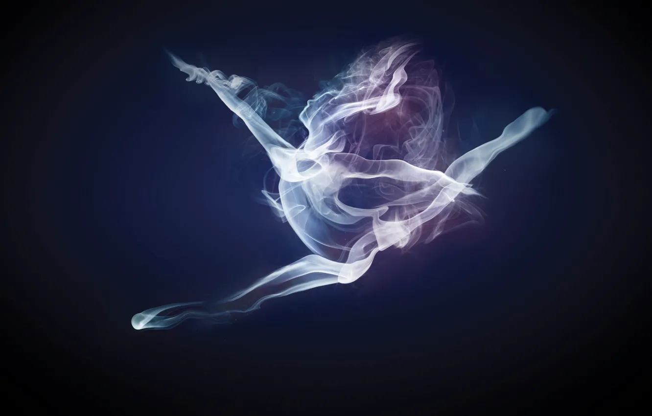 Photo wallpaper girl, smoke, dance, smoke dancer