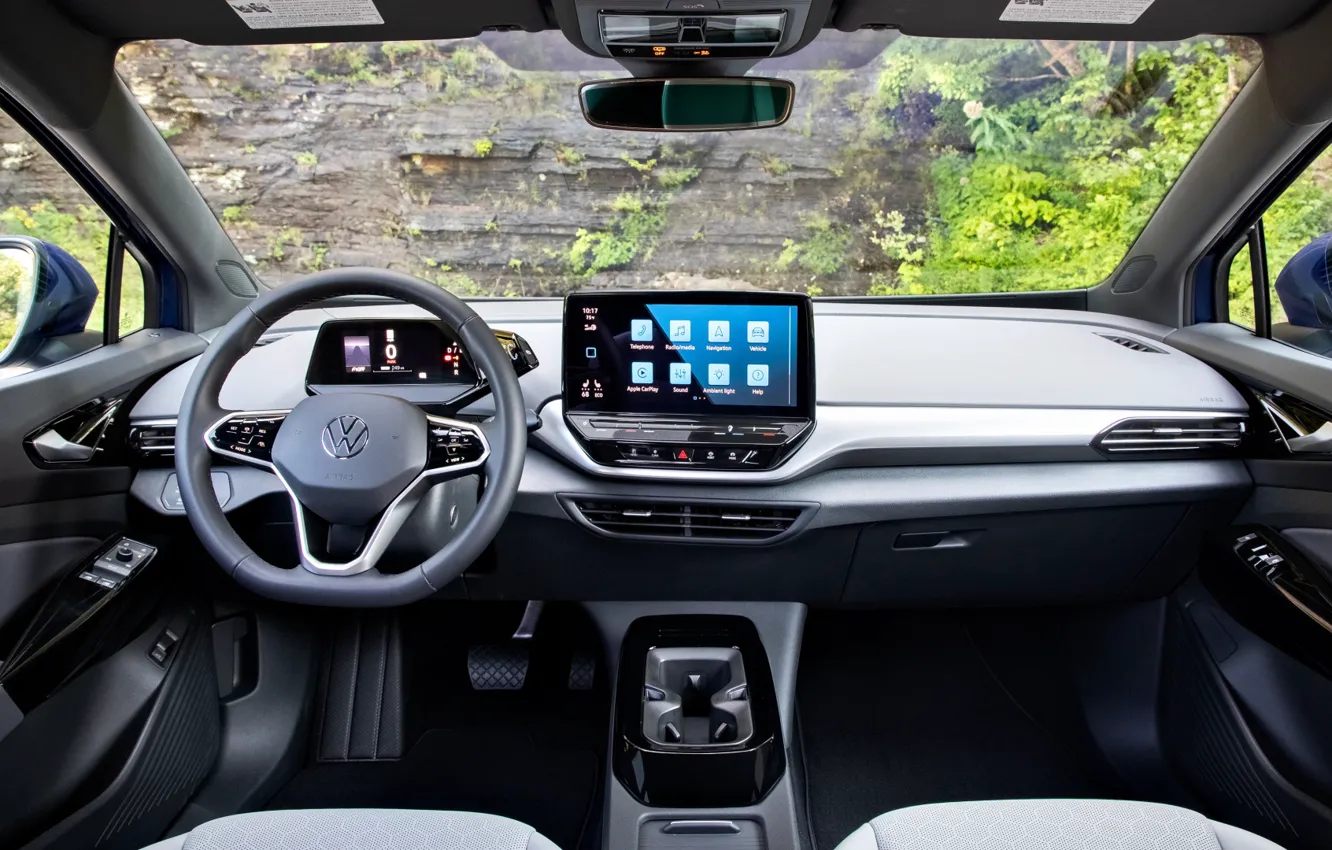 Photo wallpaper interior, the wheel, display, AWD, the interior of the car, 2022, Volkswagen ID.4, USA Version