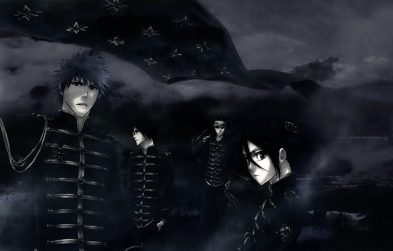 Photo wallpaper girl, night, anime, guy, Bleach, Bleach