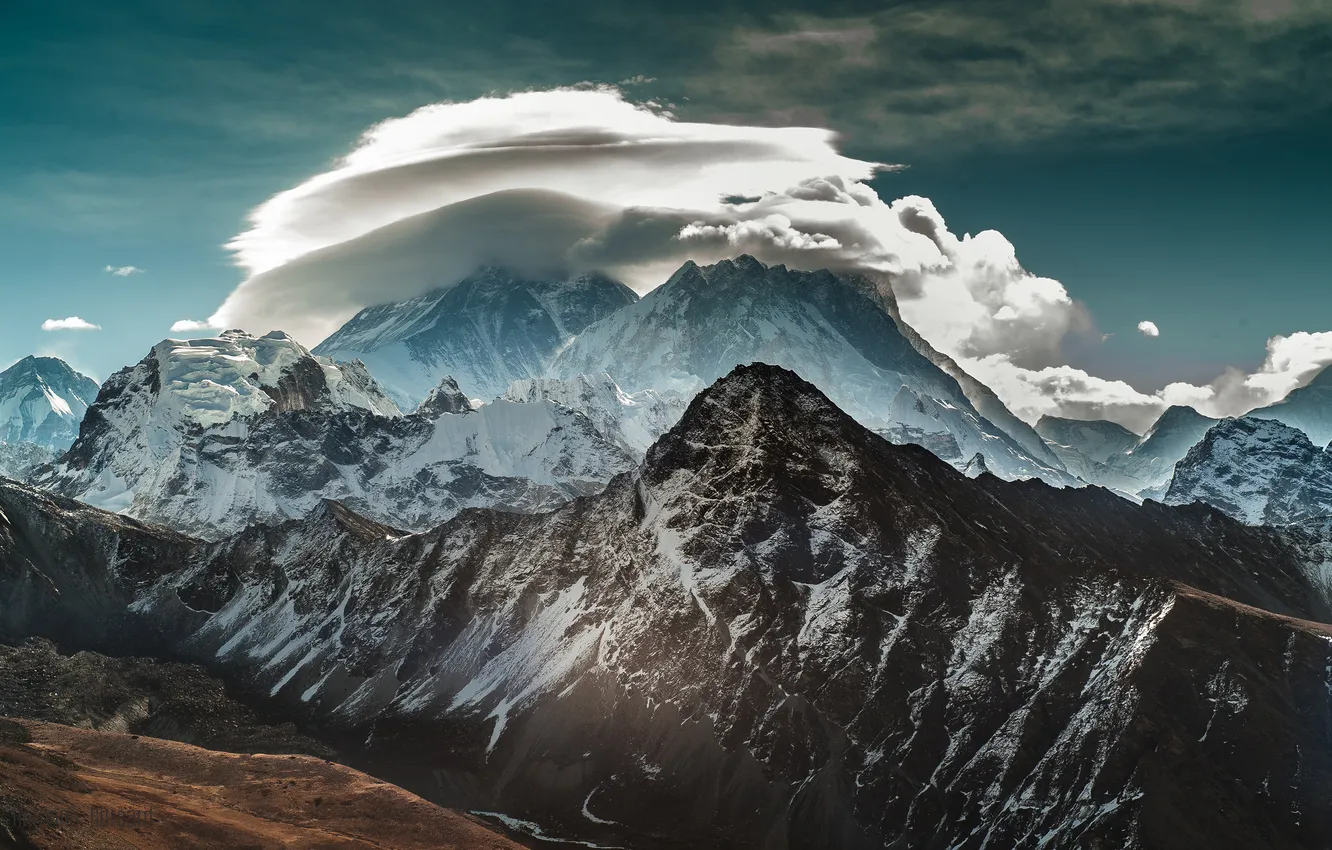Photo wallpaper the sky, clouds, mountains