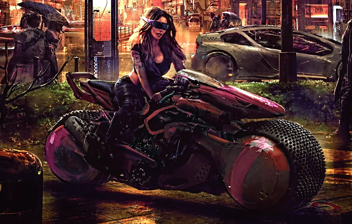 Photo wallpaper digital, digital art, artwork, vehicle, Cyberpunk 2077, futuristic, futuristic city, Cyberpunk 2077