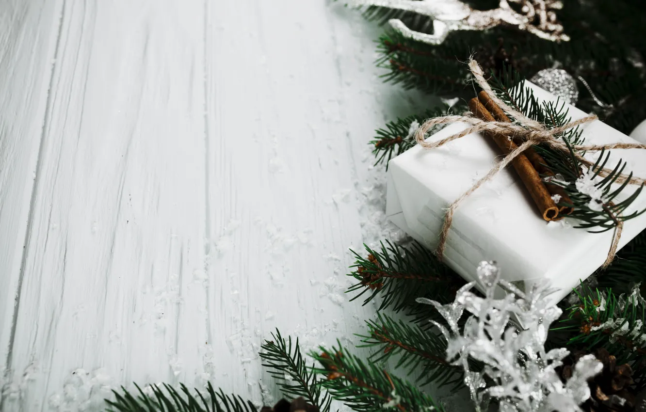 Photo wallpaper gift, tree, new year, Christmas, Christmas, wood, New Year, decoration