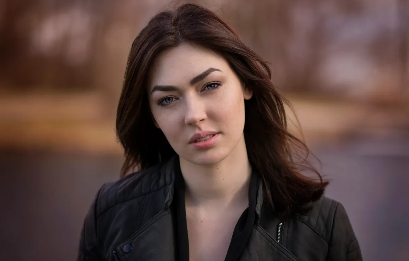 Photo wallpaper girl, smile, jacket