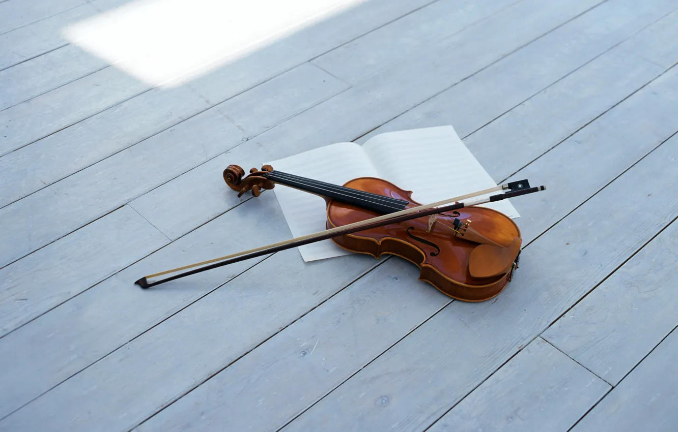 Photo wallpaper violin, bow, violin, string musical instrument, string musical instrument, bow