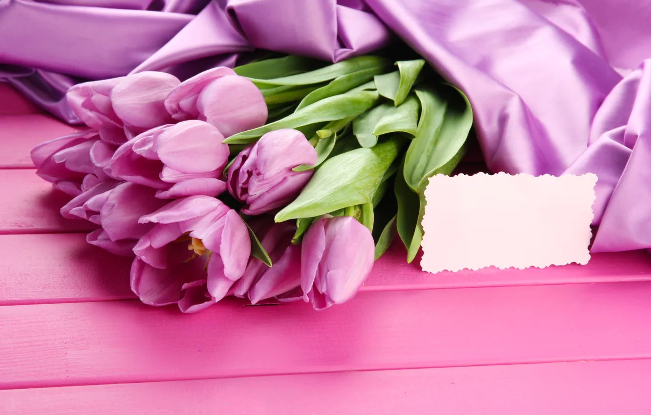 Photo wallpaper flowers, bouquet, tulips, pink, wood, pink, flowers, beautiful
