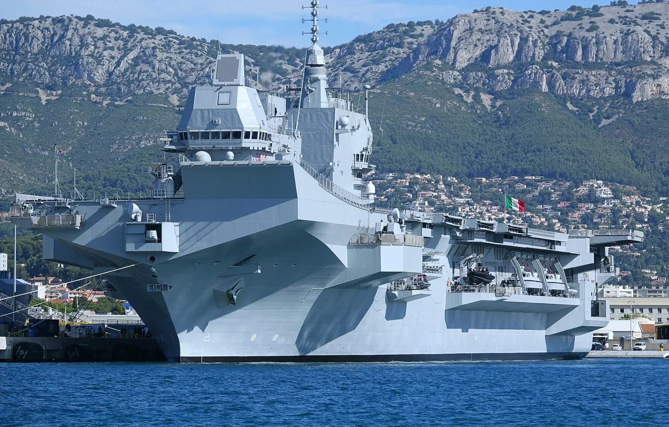 Photo wallpaper Amphibious assault, ship helicopter, The Italian Navy, LHD Trieste