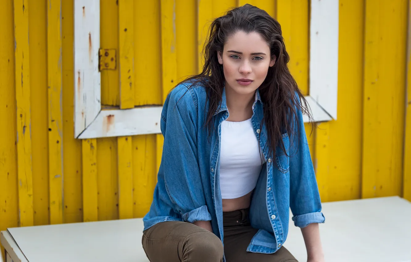Wallpaper look, pose, makeup, figure, actress, denim shirt, Daniela ...