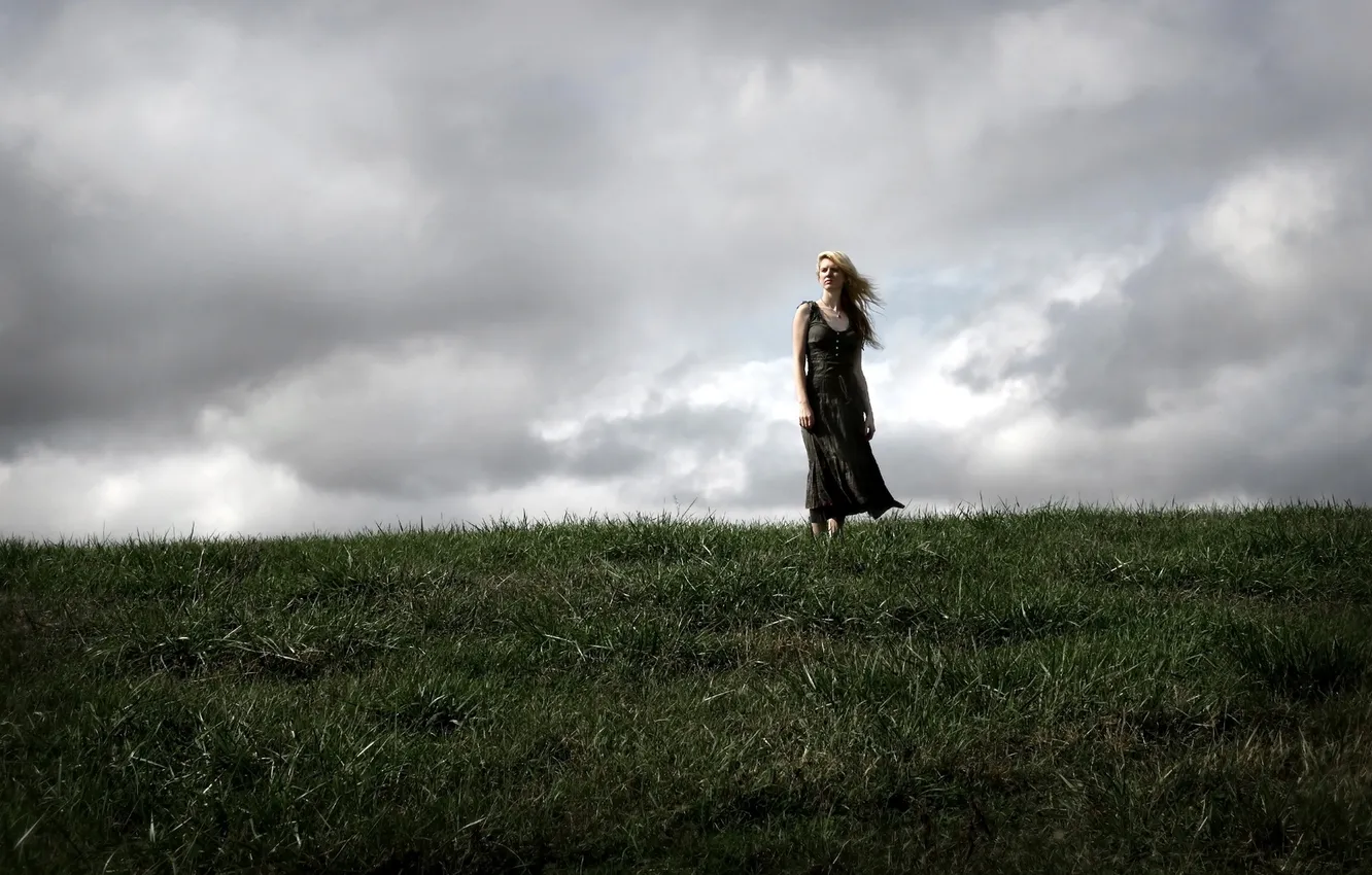 Photo wallpaper field, girl, mood