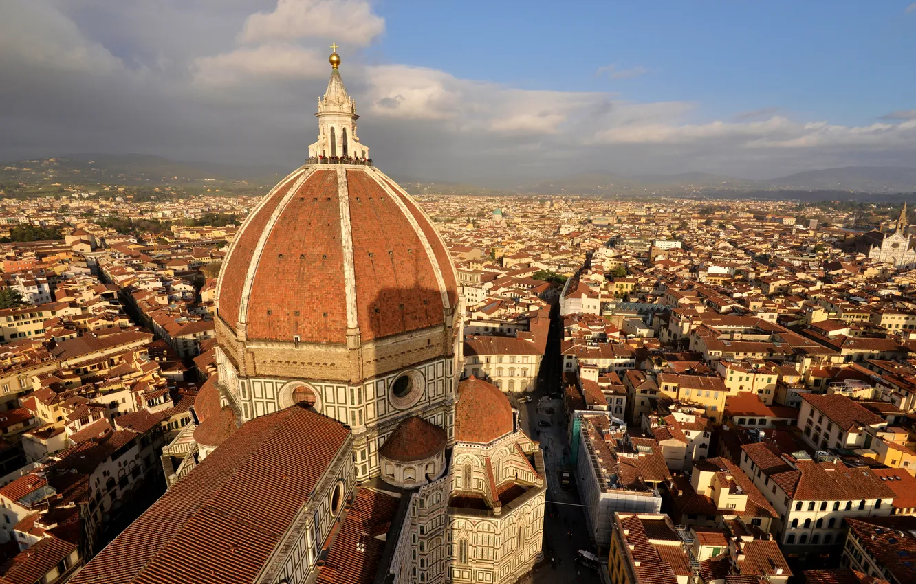 Photo wallpaper home, Italy, panorama, Florence, the dome, the Cathedral of Santa Maria del Fiore, view from …