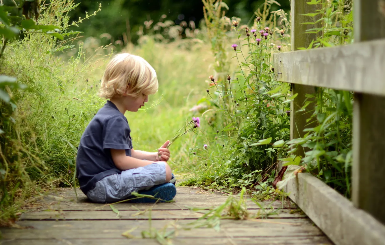 Photo wallpaper summer, bridge, mood, boy