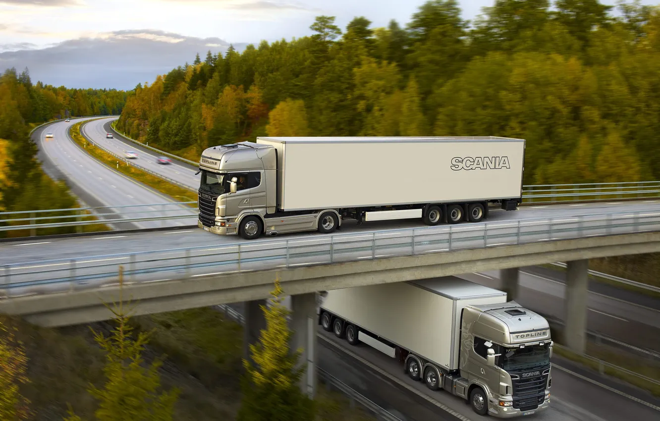 Photo wallpaper road, Truck, road, speed, tractor, Scania, R620, Scania