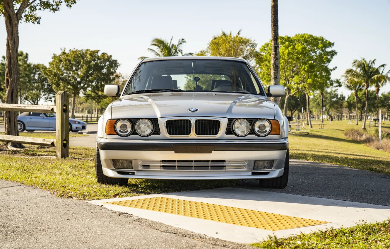 Photo wallpaper BMW, Sky, Classic, E34, 530i, Touring, Sight, Siver