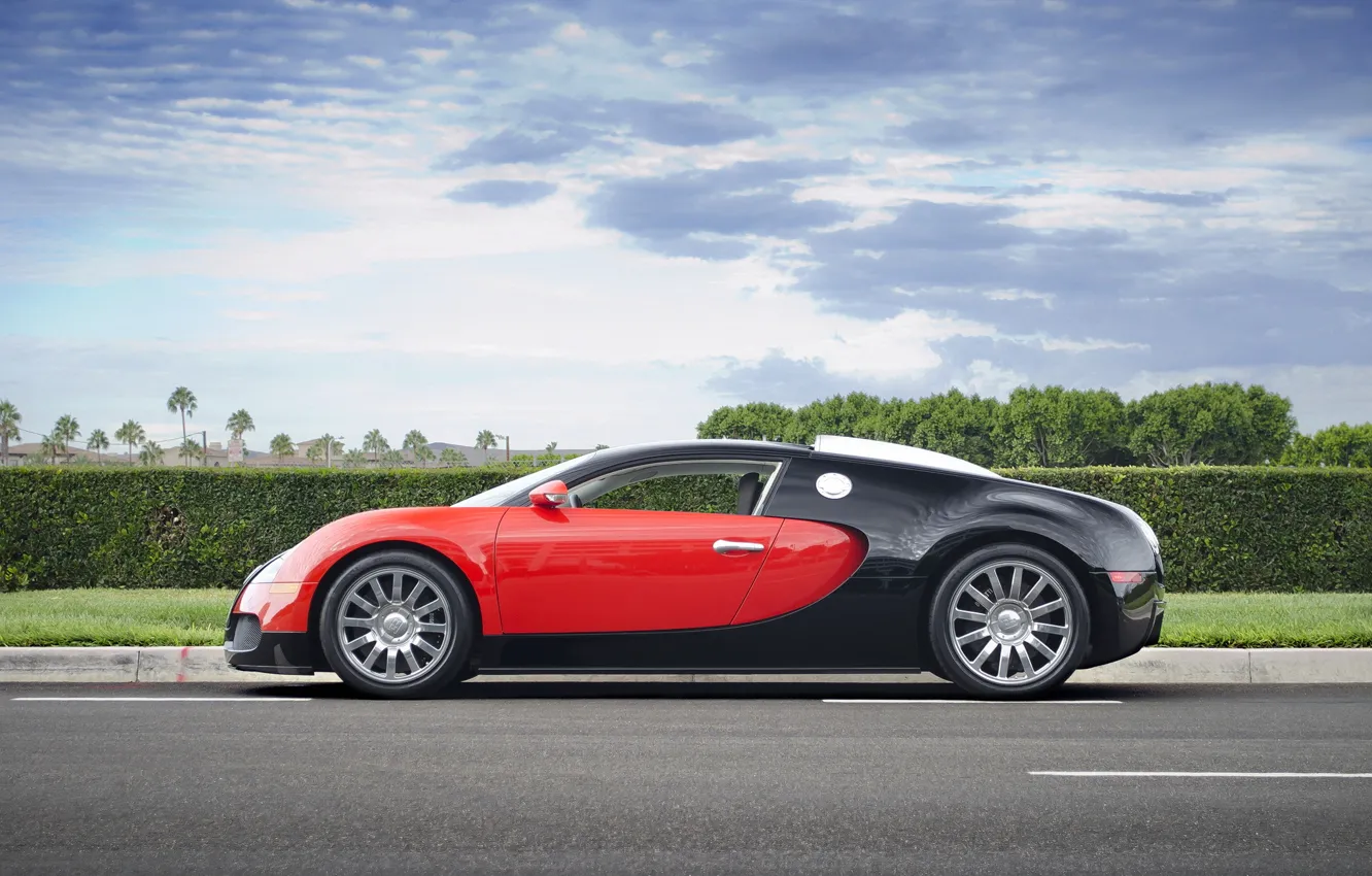 Photo wallpaper Bugatti, Grand, Veyron, red, black, Sport