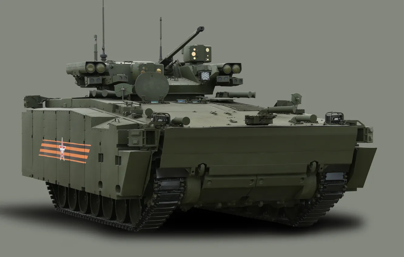 Photo wallpaper St. George ribbon, May 9, armor, the armed forces of Russia, infantry fighting vehicle, armed …