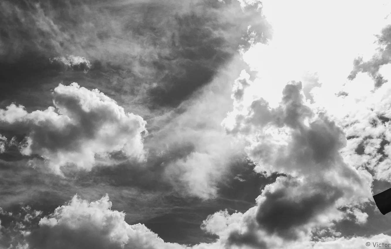 Photo wallpaper the sky, clouds, black and white