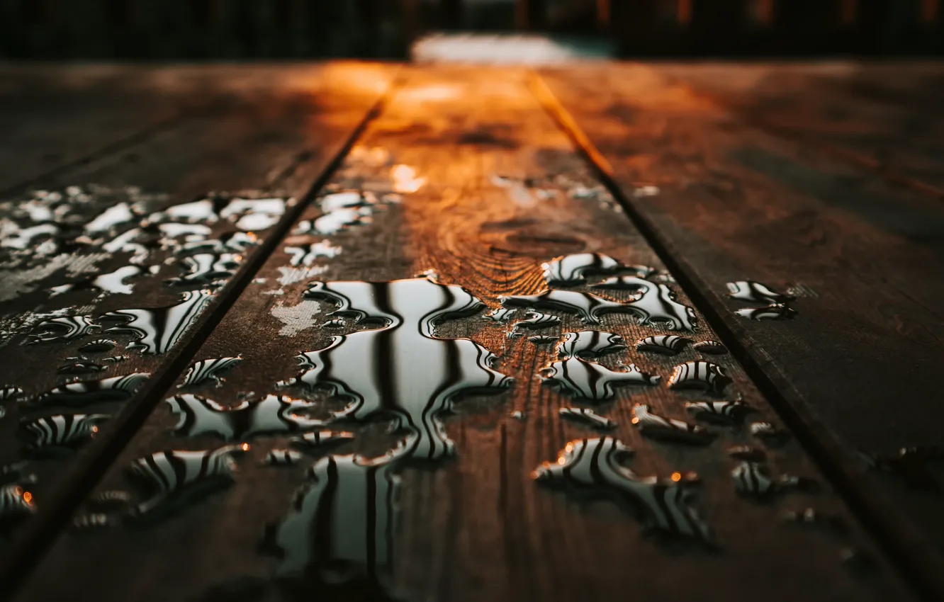 Photo wallpaper table, background, sunset, raindrops