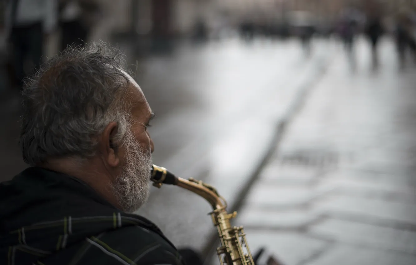Photo wallpaper music, street, saxophone