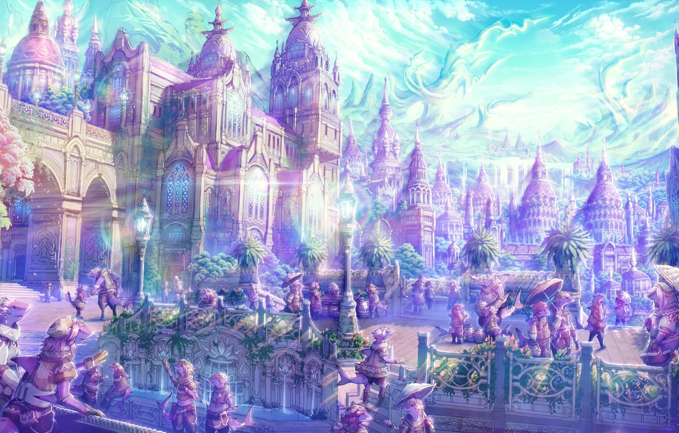 Photo wallpaper the city, building, fish, being, art, tail, residents