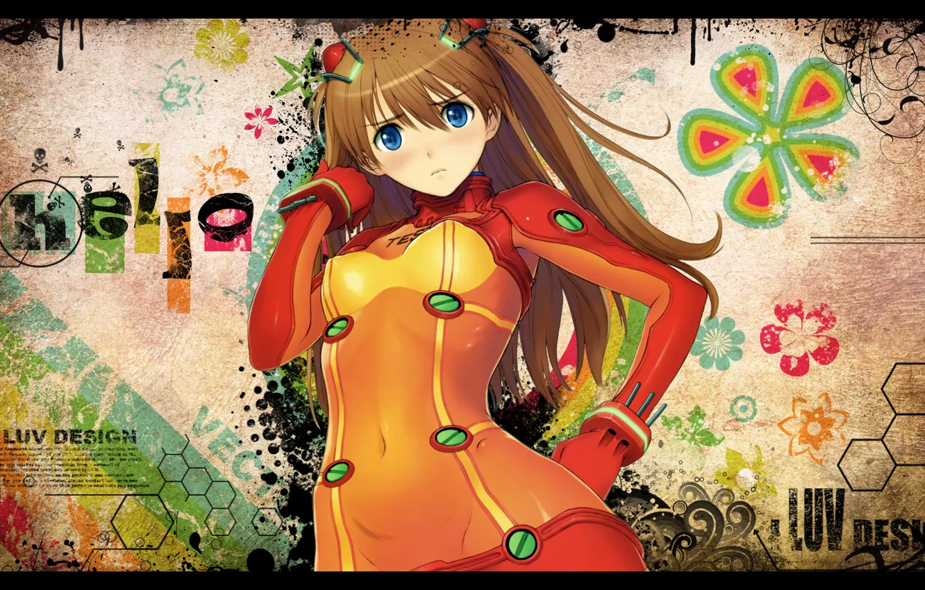 Photo wallpaper Neon Genesis Evangelion, art, Aska