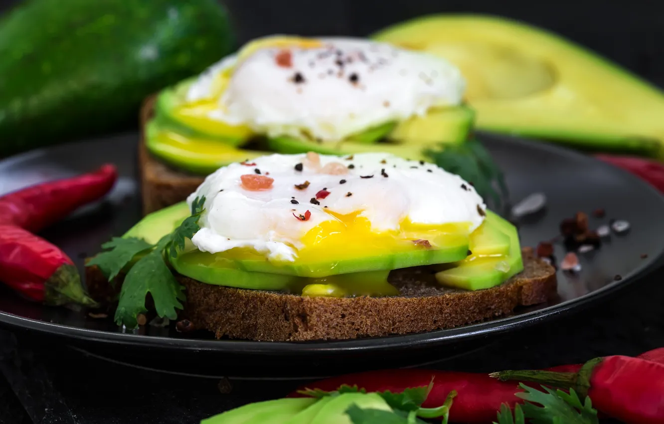 Photo wallpaper eggs, avocado, sandwiches