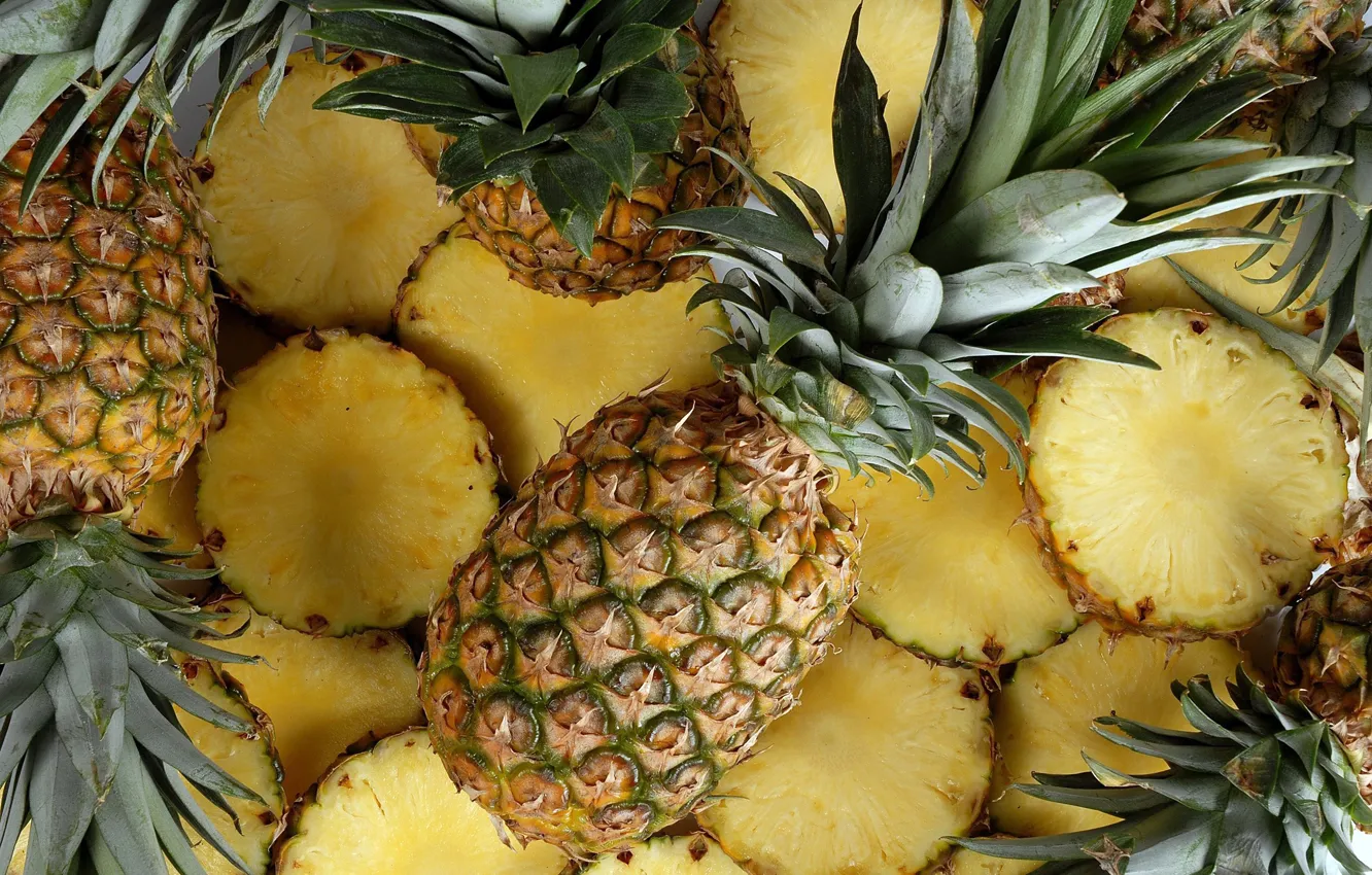 Photo wallpaper yellow, background, food, fruit, pineapple