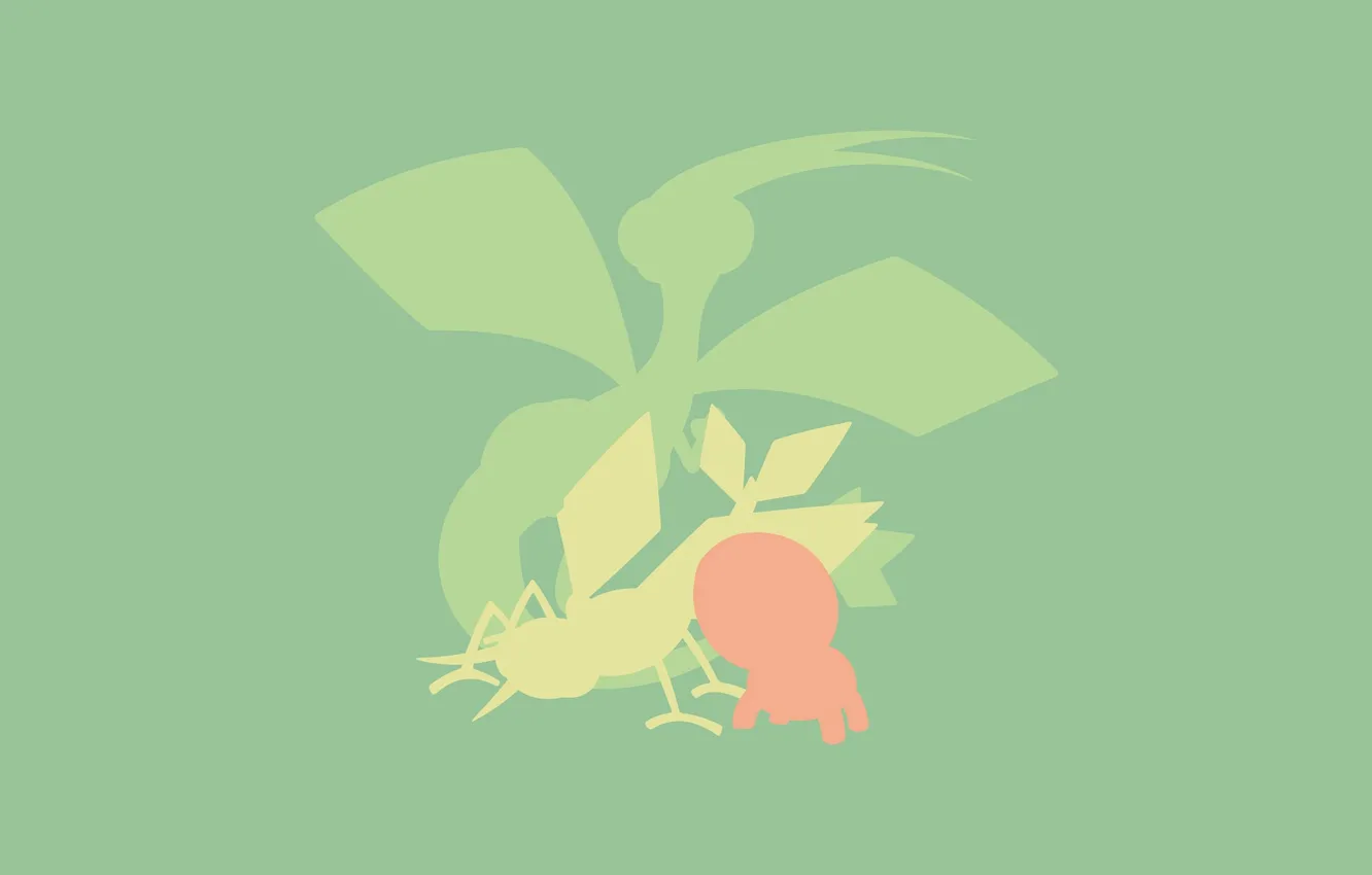 Photo wallpaper background, minimalism, Pokemon, green background, Pokemon