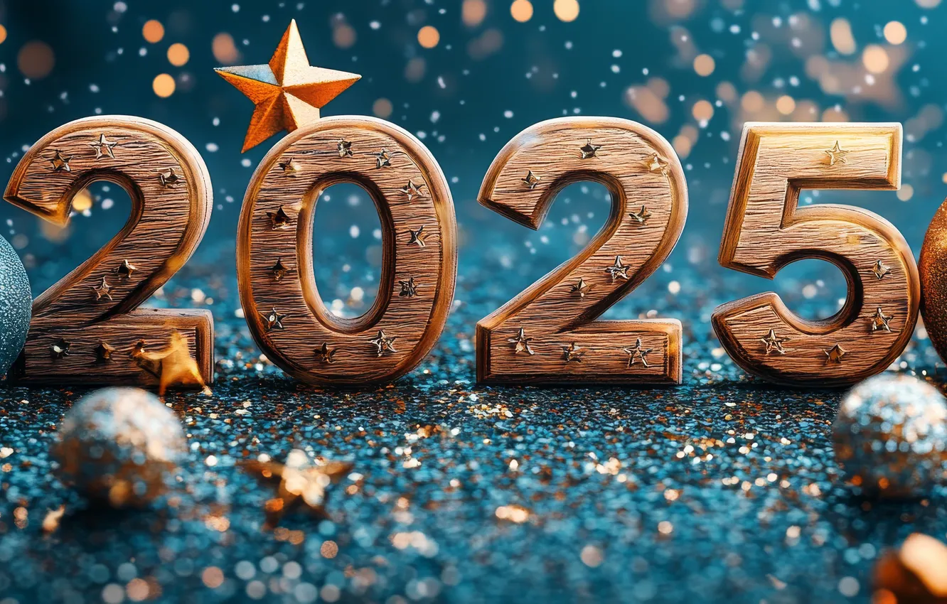 Photo wallpaper stars, balls, Shine, new year, sequins, Christmas, figures, banner