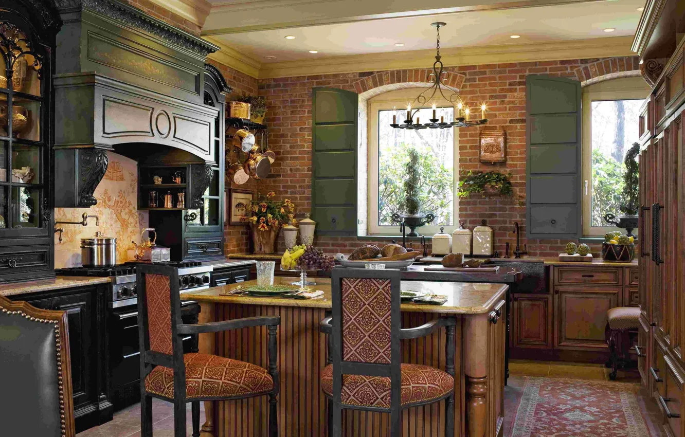 Photo wallpaper room, interior, kitchen, luxury french kitchen