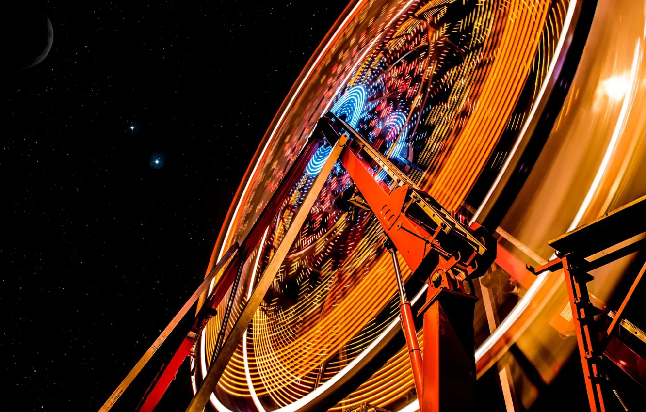 Photo wallpaper the sky, stars, Ferris wheel