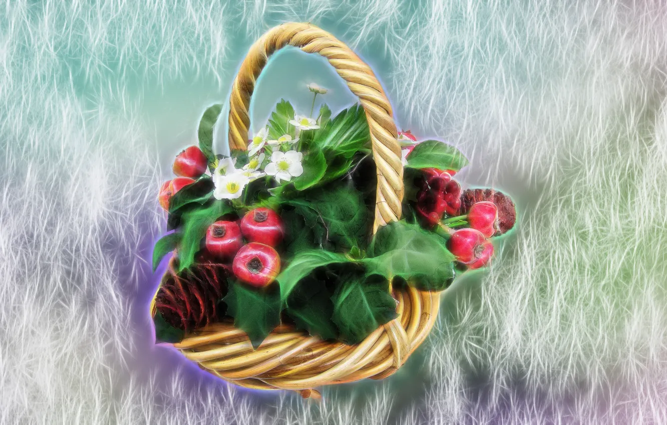 Photo wallpaper Graphics, Flowers, Basket, Fractailus