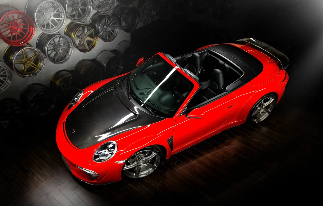 Photo wallpaper red, tuning, Carrera, Cabriolet, Ball Wed, Porsche 991, Stinger