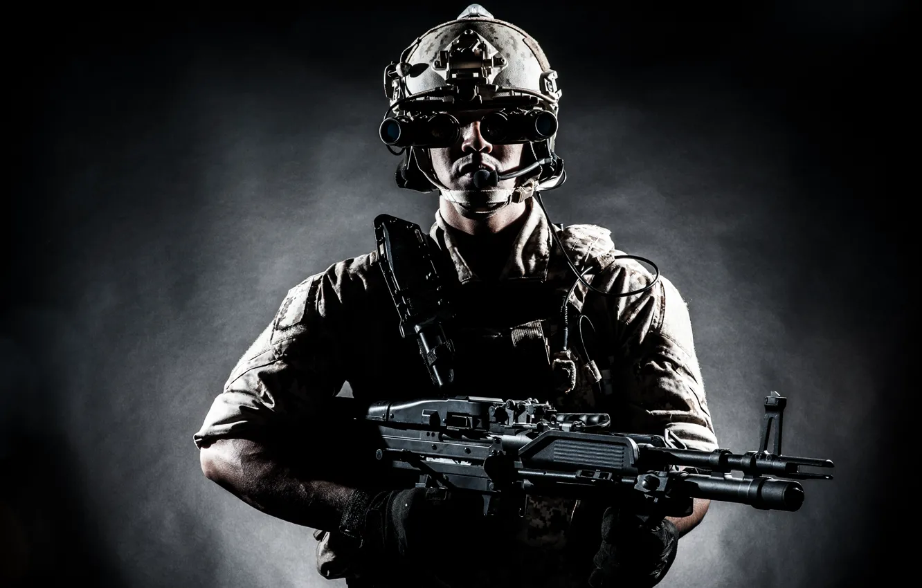 Photo wallpaper soldier, military, equipment, firearm