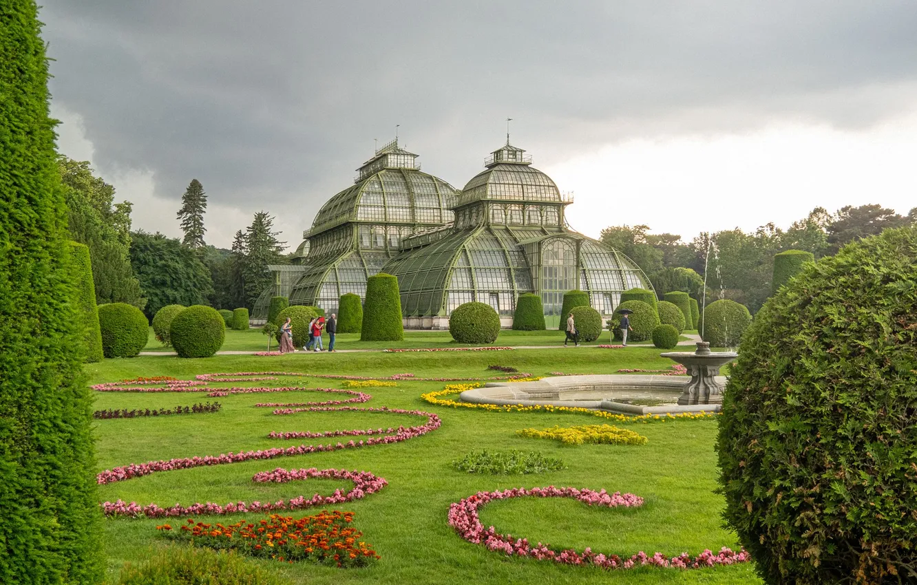 Photo wallpaper Park, flowerbed, structure