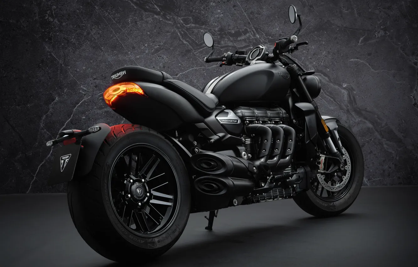 Photo wallpaper Triumph Rocket 3, DESIGN, BLACK, ENGINE, MUFFLERS