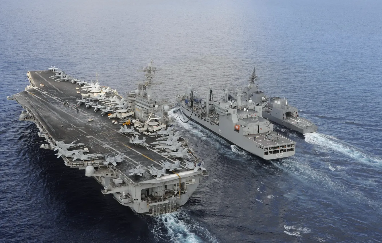 Photo wallpaper aircraft carrier, war fighters, USS Theodore Roosevelt