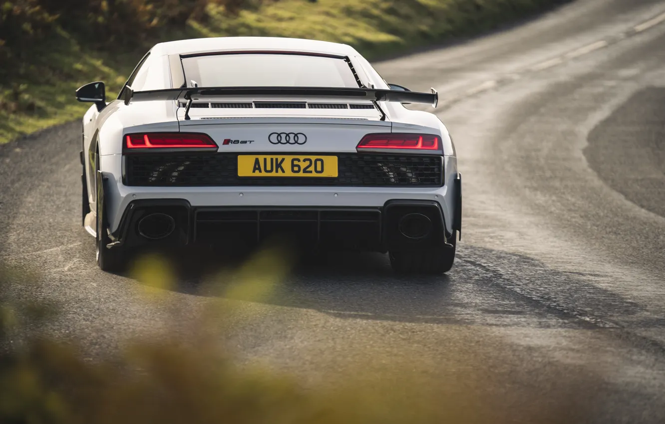 Photo wallpaper car, Audi, road, rear view, R8, Audi R8 Coupe V10 GT RWD