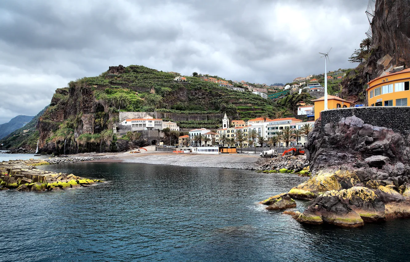 Photo wallpaper sea, the city, stones, home