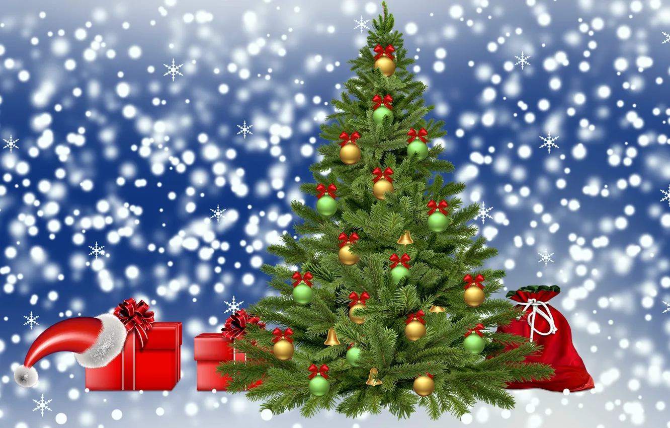 Photo wallpaper Choinka, Zima, Christmas, Gifts