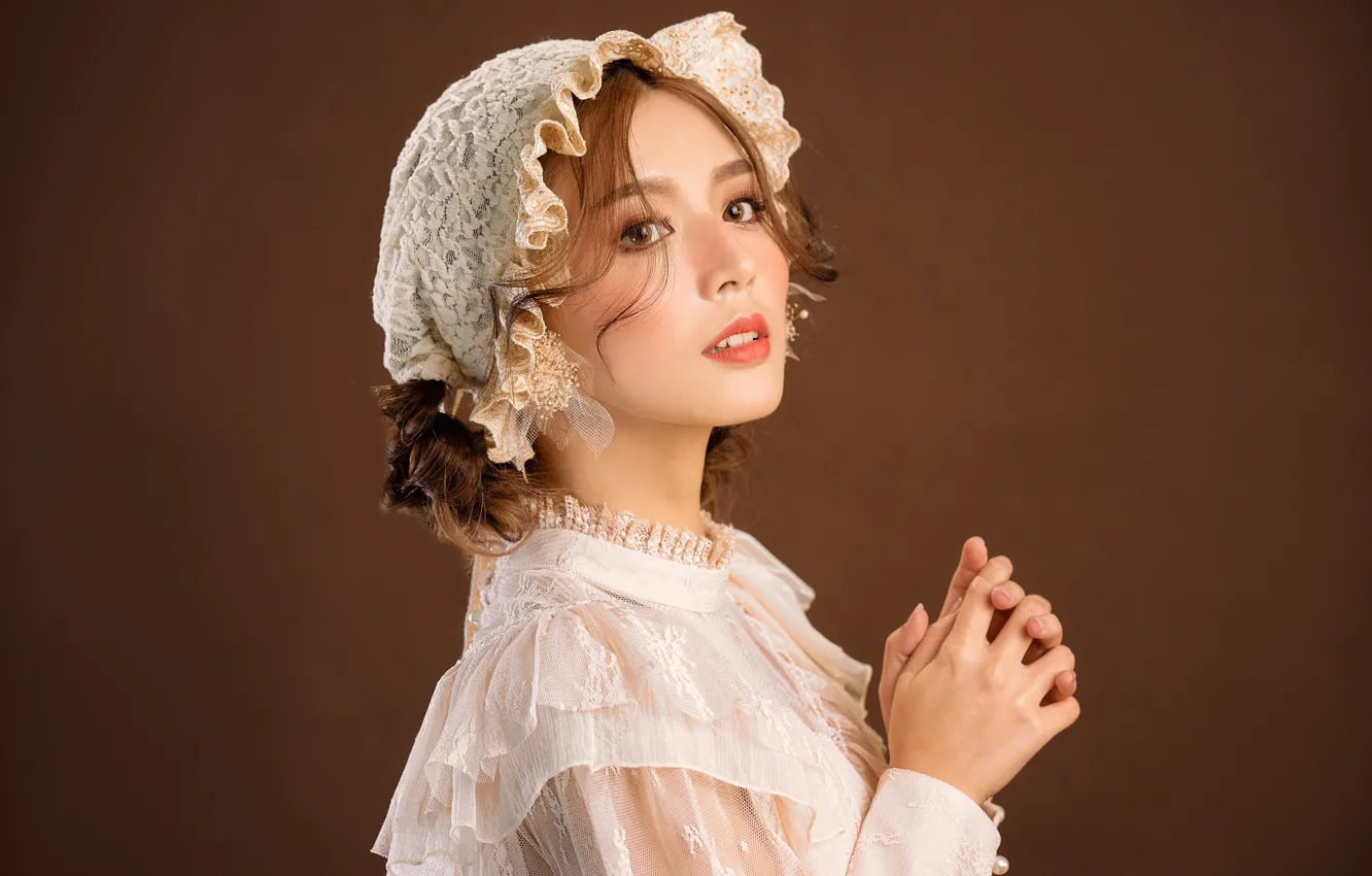 Photo wallpaper look, girl, portrait, Asian