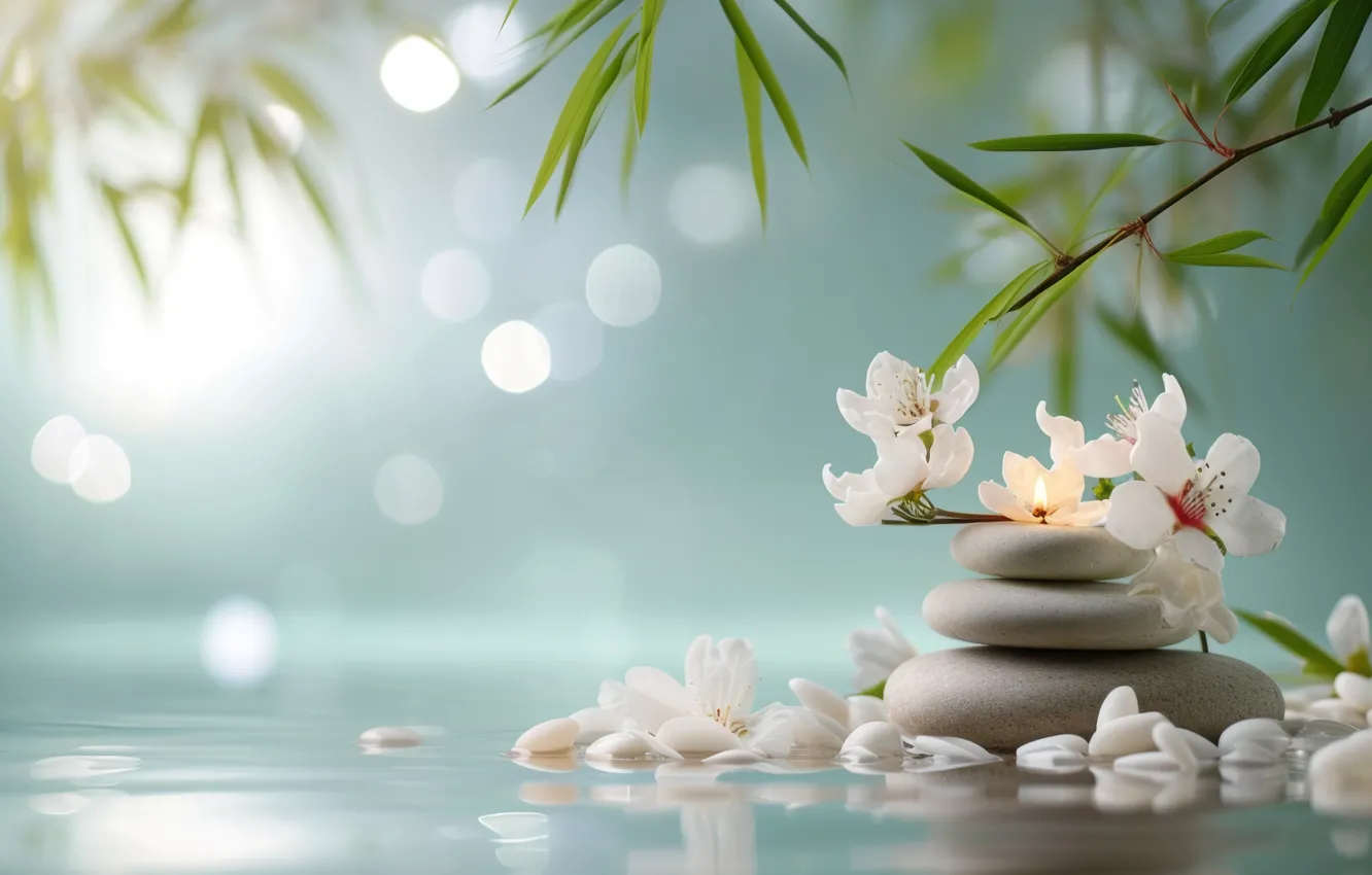 Photo wallpaper flowers, towel, AI art, neural network