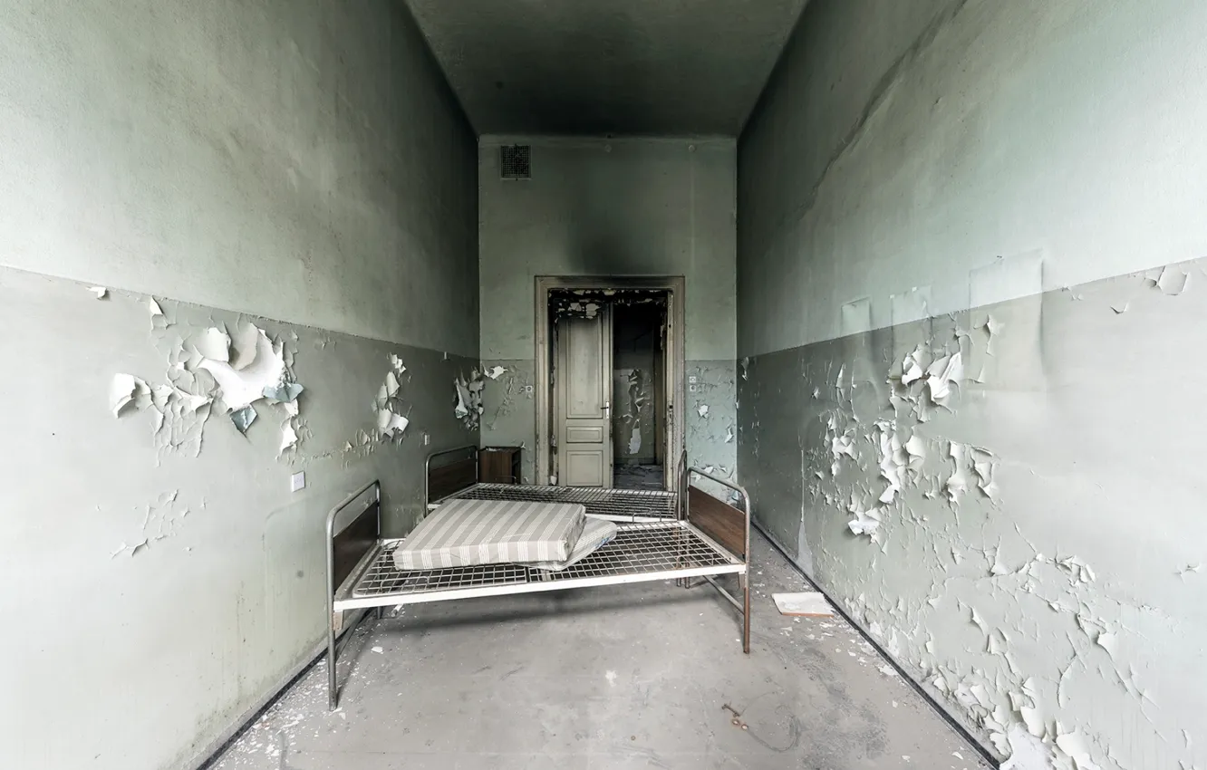 Photo wallpaper room, bed, the door