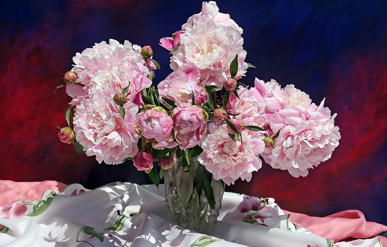 Photo wallpaper flowers, bouquet, still life, peonies