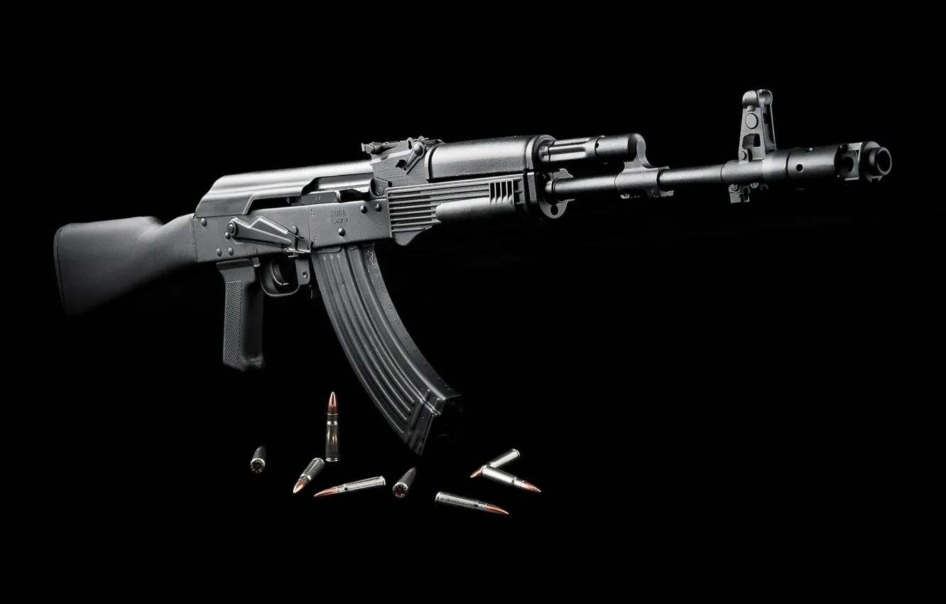 Photo wallpaper weapons, black, cartridges, the civil version of the AK-103, EXP 01, Saiga, ceny background